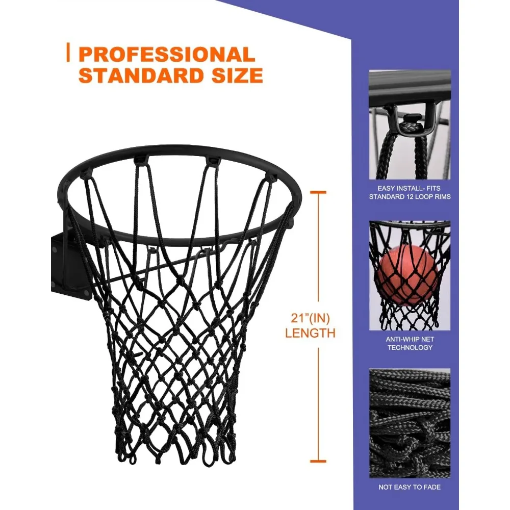 شبكة كرة السلة البديلة شديدة التحمل، تناسب حافة قياسية داخلية خارجية (لا تتضمن طوق كرة السلة)