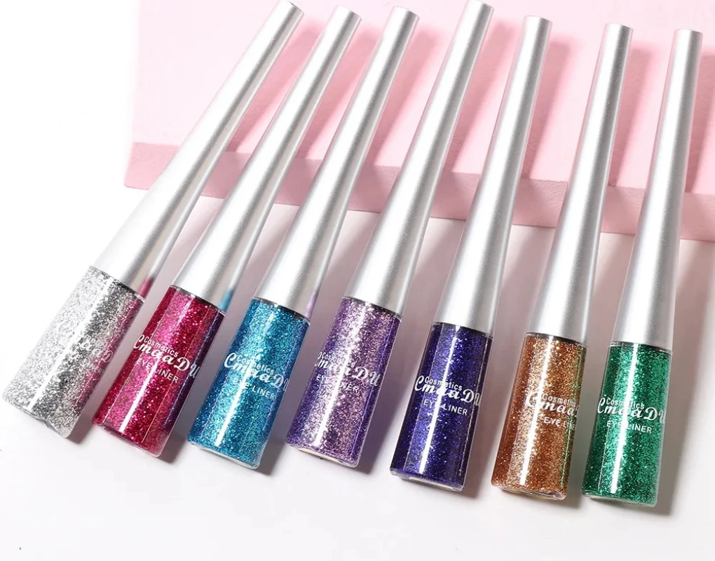 Make Up Eyeliner liquidi lucidi Pigmento Argento Verde Oro Glitter Eyeliner professionali impermeabili Pennello per trucco cosmetico per donna
