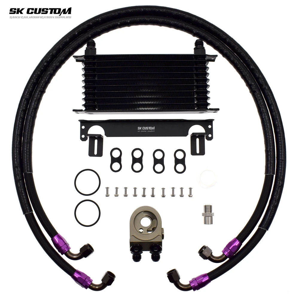 SK CUSTOM Oil Cooler Kit For Ford CZG 5.0L Mustang 2.3T GT EcoBoost Engine Radiator Thermostatic Adapter Auto Parts Modification