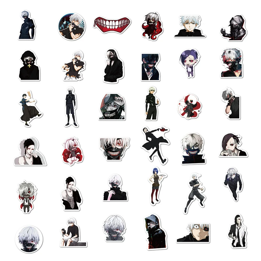 50Pcs Anime Tokyo Ghoul Graffiti Waterproof Stickers for Laptop Skateboard Luggage Cool Kids Cartoon Decals Sticker Toys