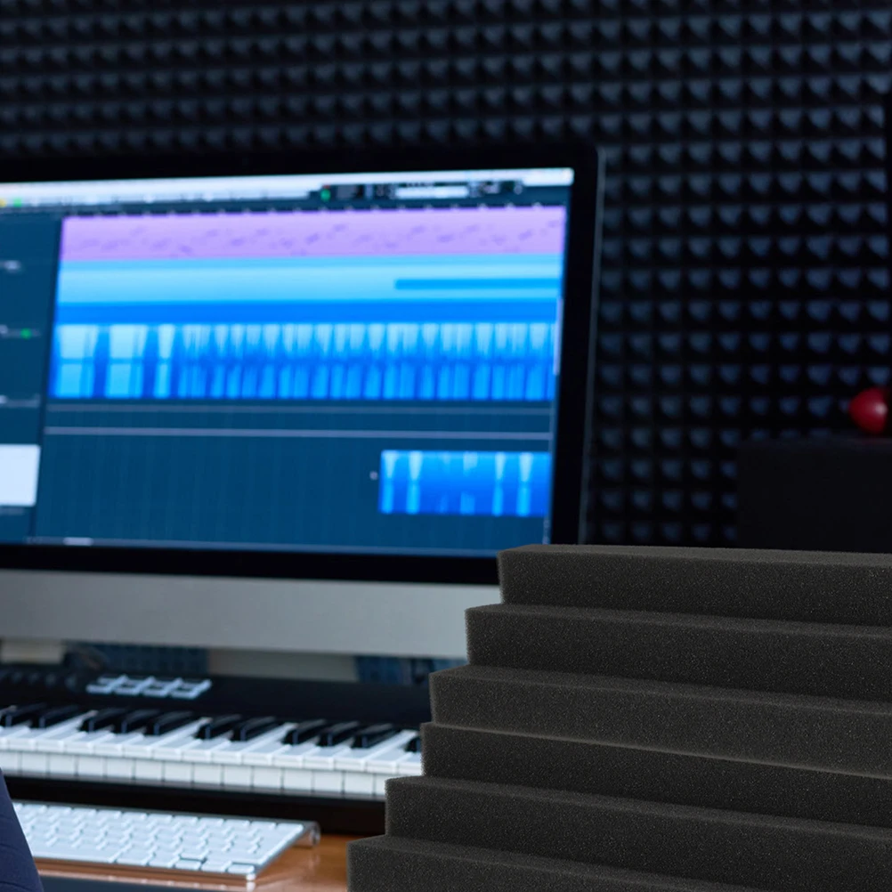 

12pcs Black Trapezoidal Acoustic Panels 7 5x7 5x30cm High Density Bass Traps Sound Insulation Material for Studio KTV Walls