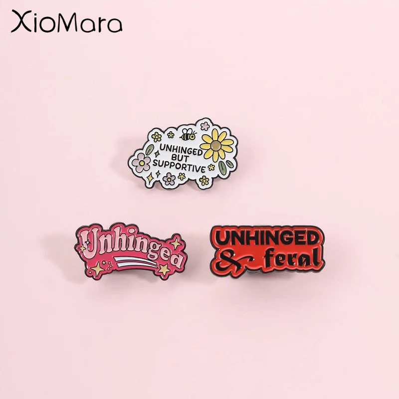 Crazy Theme Enamel Pin,Fun Satirical Wild Text Quote Badge,Unique Collar Clip,Trendy Backpack Accessory,Creative Gift for Friend