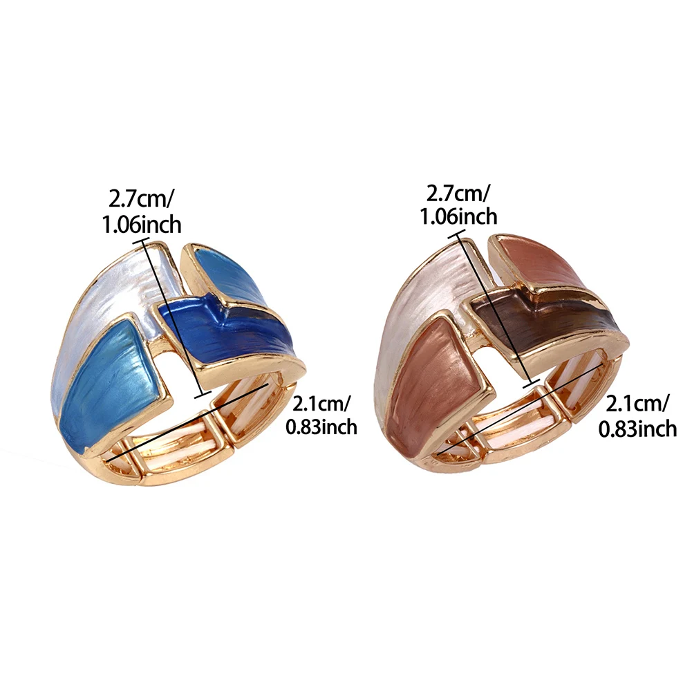 Cring Coco Fashion Women\'s Ring Geometric Simple and Elegant Enamel Adjustable Ring Women\'s Party Jewelry Valentine\'s Day Gift