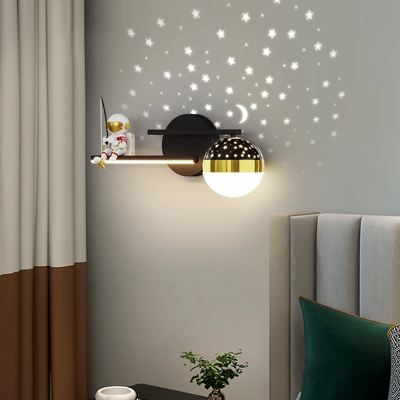 

Light Luxury Astronaut Wall Lamp Bedroom Bedside Lamp Creative Simple Modern Children's Room Living Room TV Background Wall Lamp