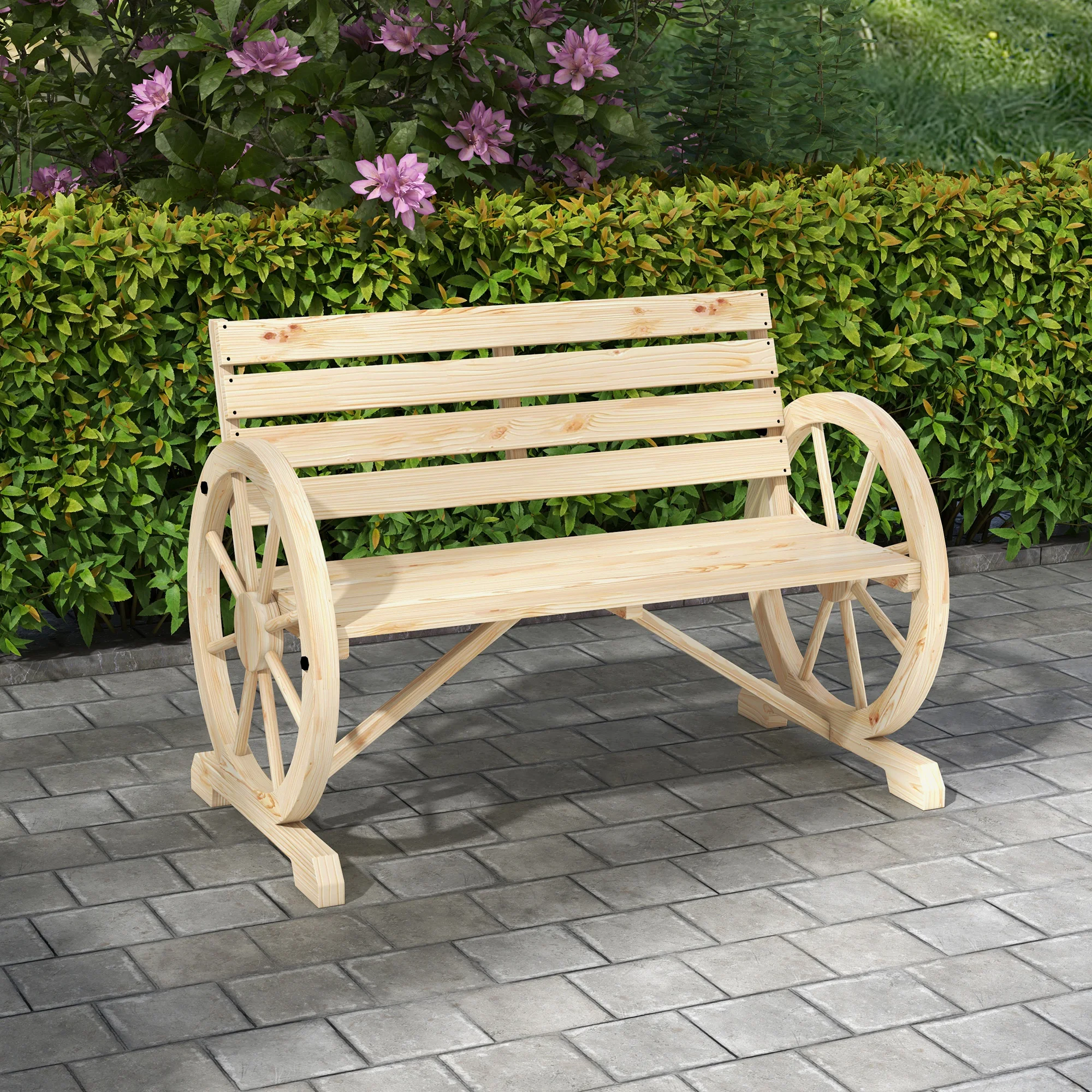 Outsunny Banco de jardín 105.5x56x79 cm madera natural