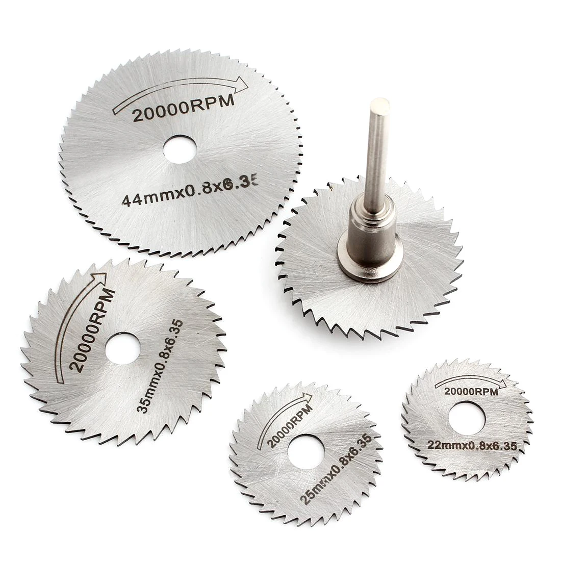 5 pezzi lama per sega + 1 mandrino HSS utensile rotante 22 25 32 35 44mm dischi per sega circolare dischi da taglio Set di ruote per utensili rotanti con taglio in metallo