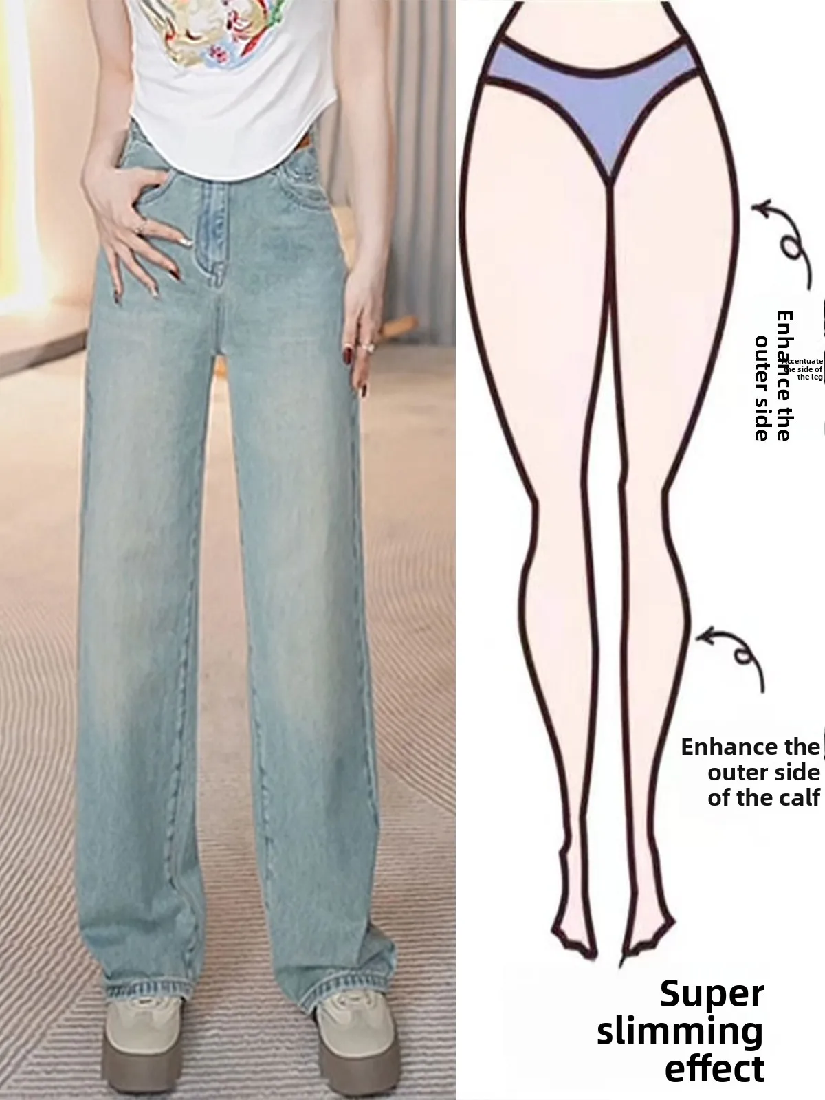 

High Waist Slimming Straight Leg Jeans Women's Summer 2024 New Waed Vintage Long Pants Floor-Length Trousers