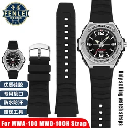 For Casio MWA-100H MWD-100H GST-B300 Black Bracelet Sports Soft rubber Wathc strap 20MM Convex mouth men's silicone Watch strap