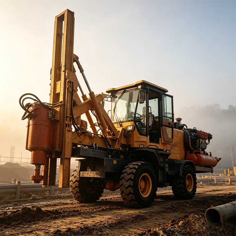 Fuel-saving Diesel Hydraulic Guardrail Pile Rig For Outdoor Infrastructure Piling Operations