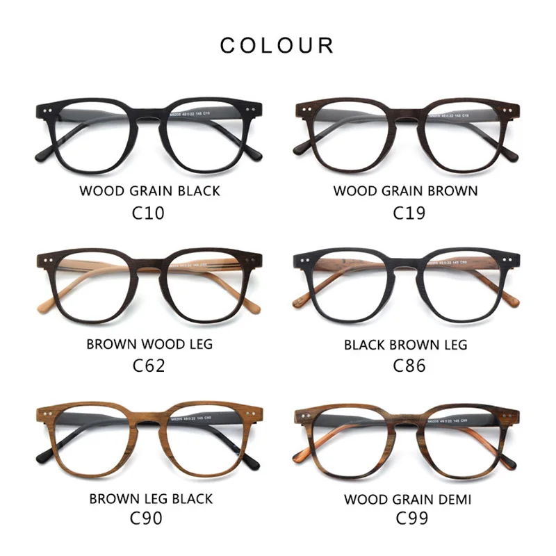 HDCRAFTER Vintage Optical Myopia Eye Glasses Frame Wood Square Prescription Eyeglasses Frame with Clear Lens Men Women Eyewear