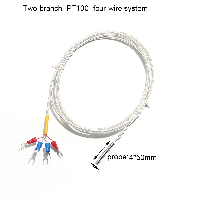 Single/Two Branch PT100 Type Temperature Sensor 4-wire 6-wire System Thermocouple 4*30mm/4*50mm/5*45mm SUS304 Probe 1-3M