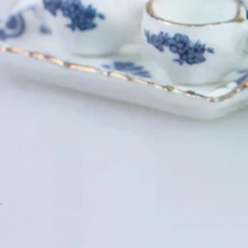 6Pcs Dollhouse Miniature Dining Ware Porcelain Tea Set Dish Cup -Flower Pattern