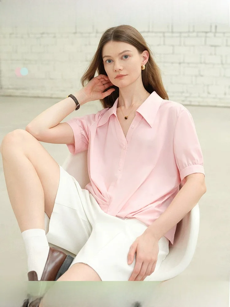

Unique Large Size Women's irt ort Sve Pleated Hem Faionable Commute Top Summer New Arrival Loose Fit Polyester Modal...