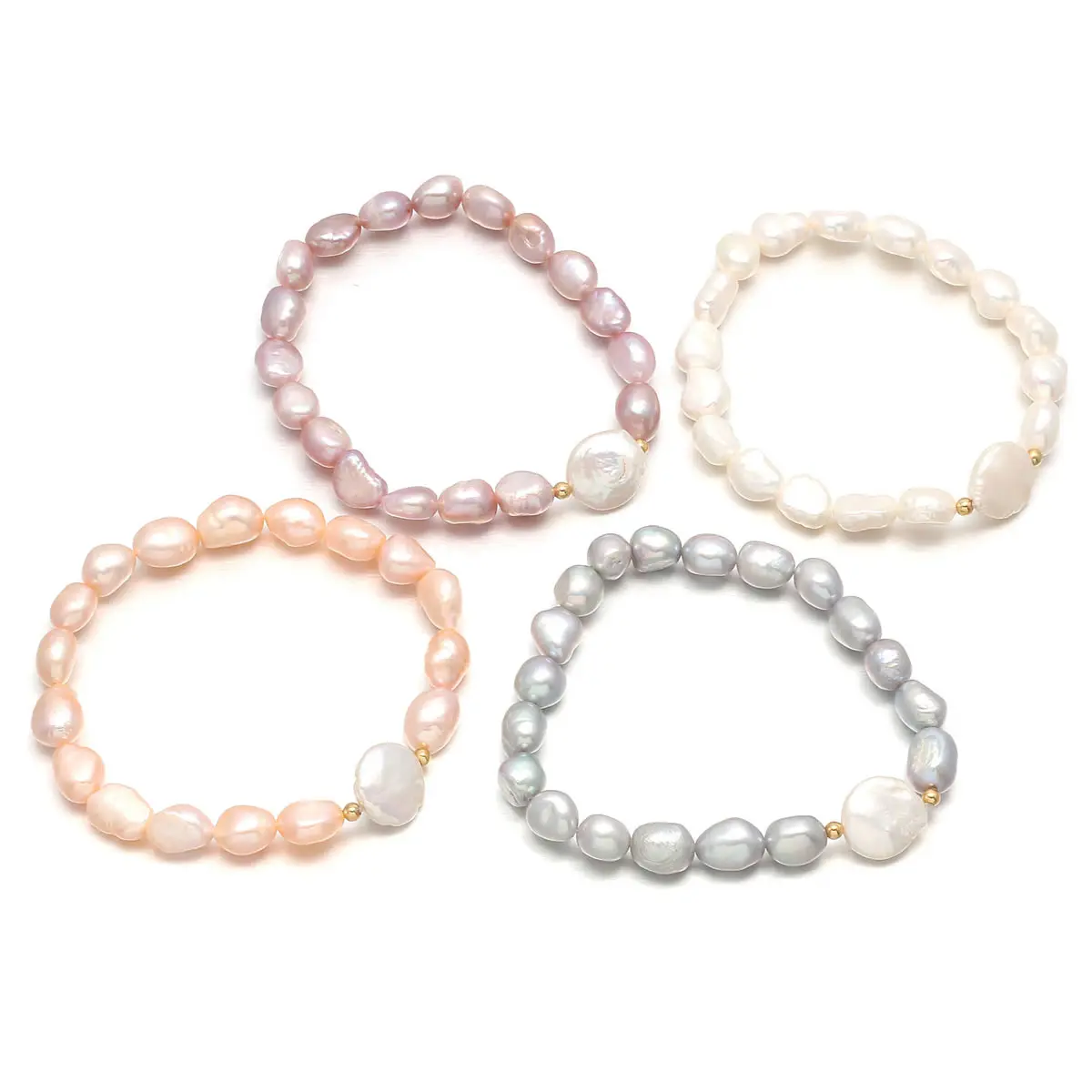 Hot Sale 100% Natural Pearl Bracelet Charms Elastic Rope Colorful Pearl Bracelets Real Pearl Gift for Girl Friend