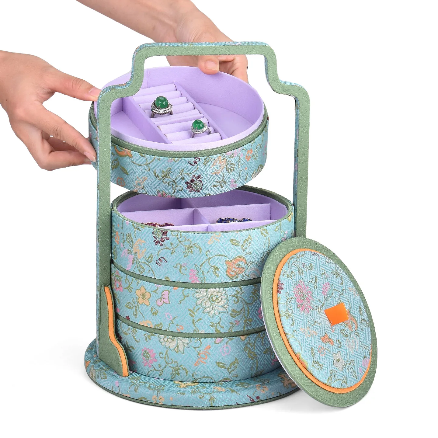 Basket jewelry box, ring pendant, bracelet arrangement, new Chinese style multi-layer large capacity jewelry storage box