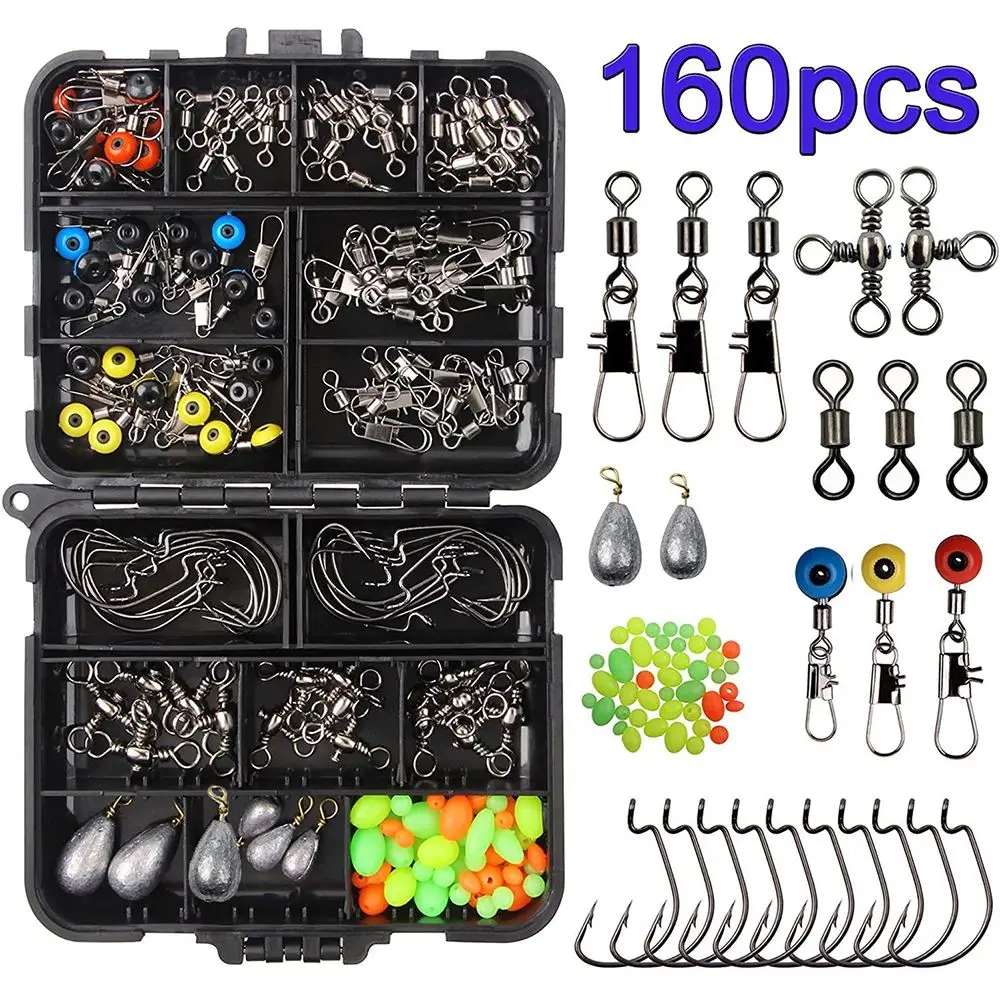 

Snaps Outdoor Swivels Jig Hook Bead Sinker Tackle Fishing Tool 160pcs Kit Fishing Tackle Boxes