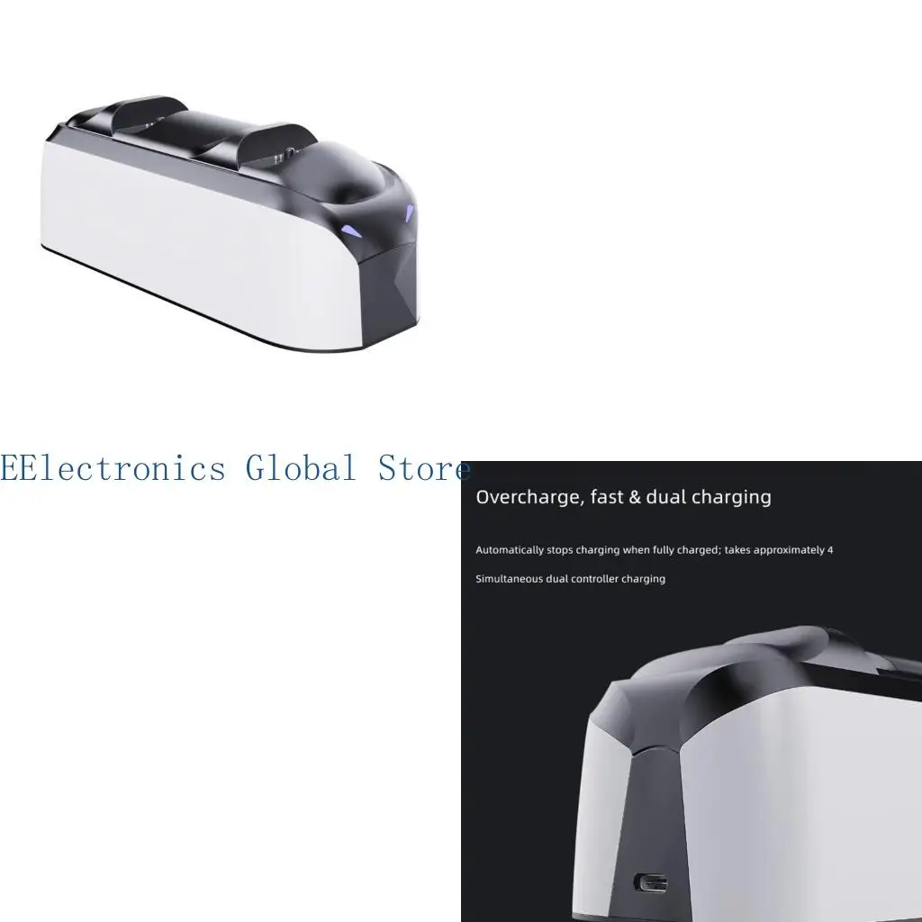462B Game Controller Charging Dock with Two Charging Positions for P5, Contact Charging, USB C Power Input and Front Lights