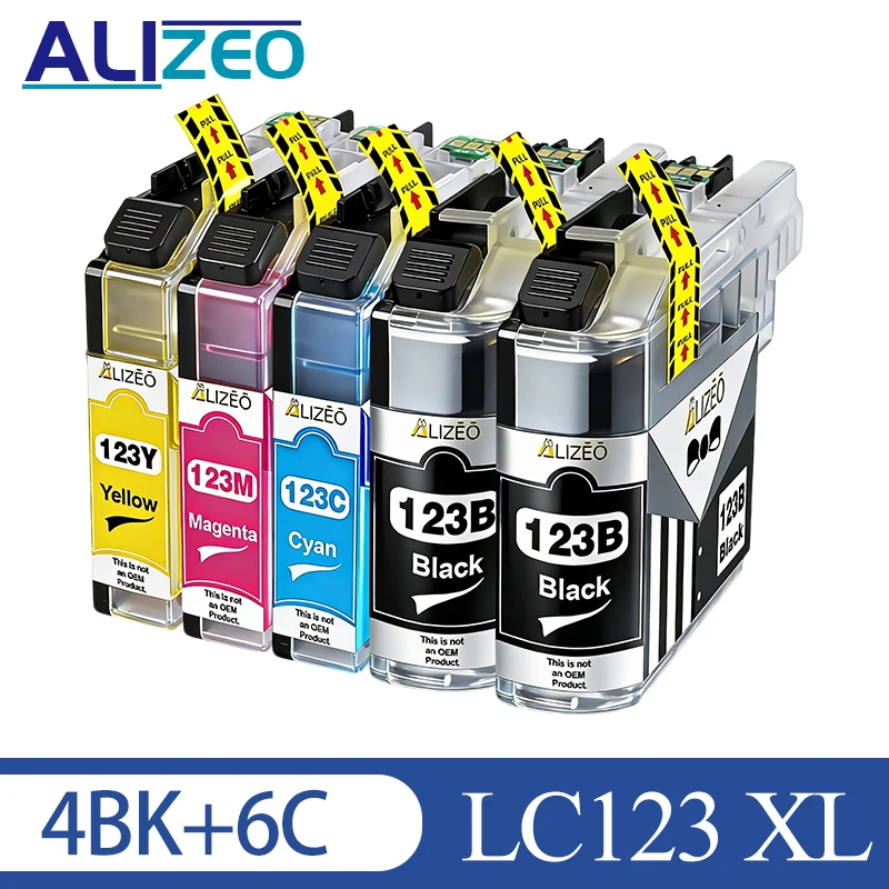 ALIZEO LC123 121 XL Ink Cartridge For Brother LC 123XL Compatible MFC-J470DW MFC-J650DW DCP-J552DW DCP-J752DW Inkjet Printer