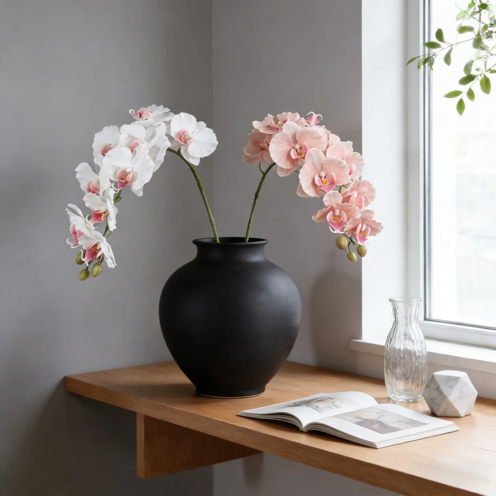 38.6 Inch 9 Heads Korean Style Artificial Phalaenopsis for Home Hotel Valentine Decor Ins Floral Wall Display Photography Props