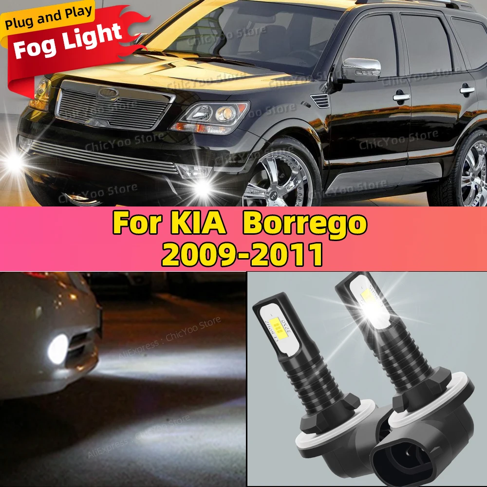 2Pcs 20000LM Auto Fog Lamps Canbus Car Fog Lights 6000K White 12V For KIA  Borrego 2009 2010 2011 Night Driving Safety
