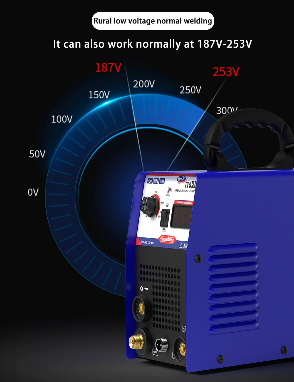 Plasmargon Tig Welder WSE Digital Control Gas Tig Stainless Steel Iron ITS200A Tig Series Dual Voltage Efficient Gas Tig
