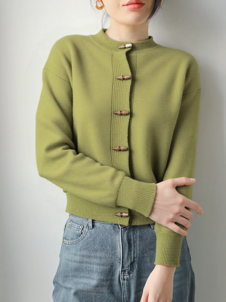 

Новый осенне-зимний свитер для женщин, вязаный кардиган Forest-Breath, оливково-зеленый вязаный кардиган, элегантный ночной топ для свиданий для женщин