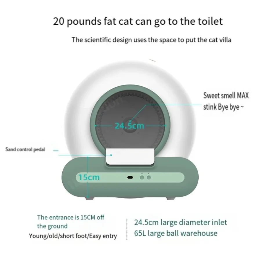 Automatic Smart Cat Litter Box App Control Pet Toilet Litter Tray