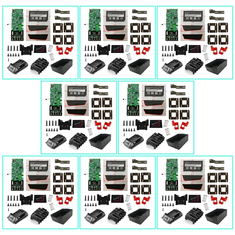 8 PCS Li-ion Battery Plastic Case PCB Charging Protection Circuit Board 6Ah Sticker For Milwaukee For M18 18V Shell Box Housing