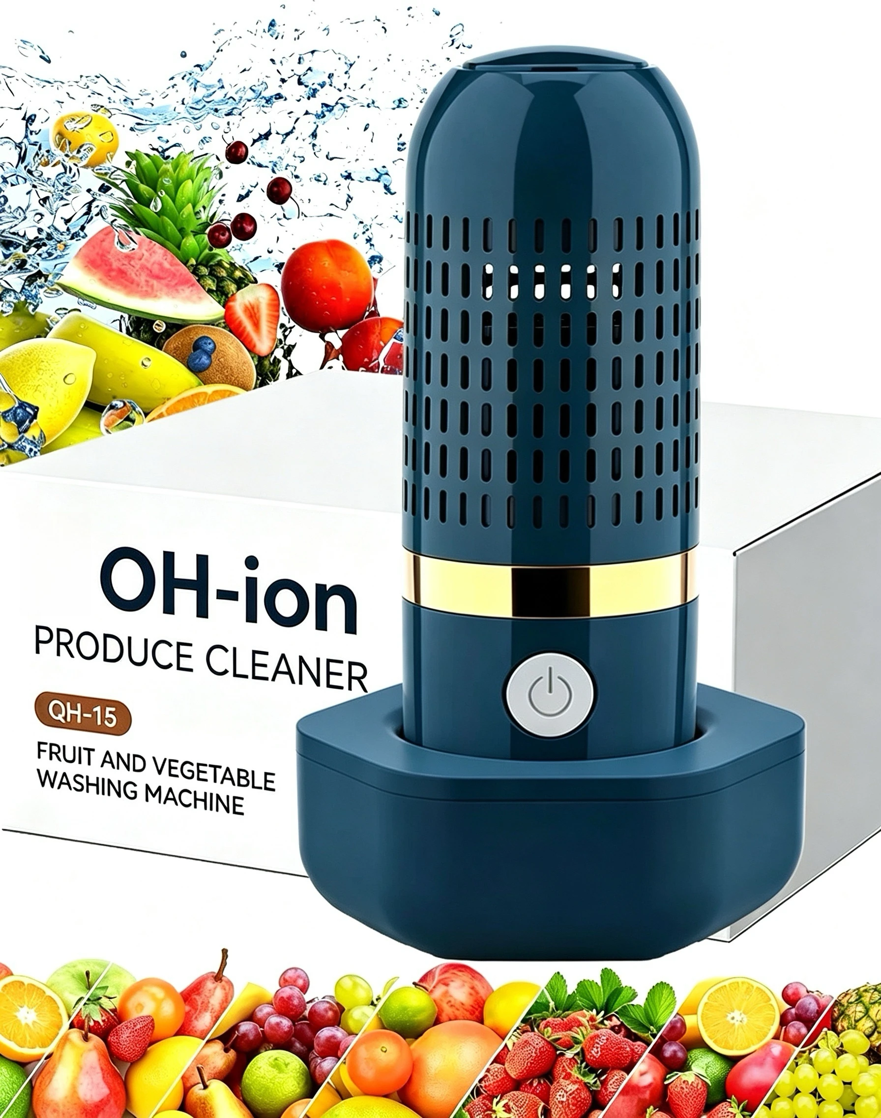Upgraded OH-Ion Produce Cleaner, IPX7 Waterproof Vegetable Fruit Purifier for Meat Seafood, Extend Fresh Food Storage Shelf Life