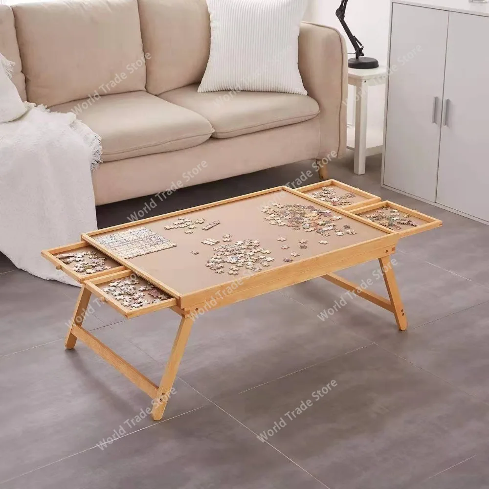 

Puzzle assembly toy storage puzzle table, adjustable board bracket set puzzle table