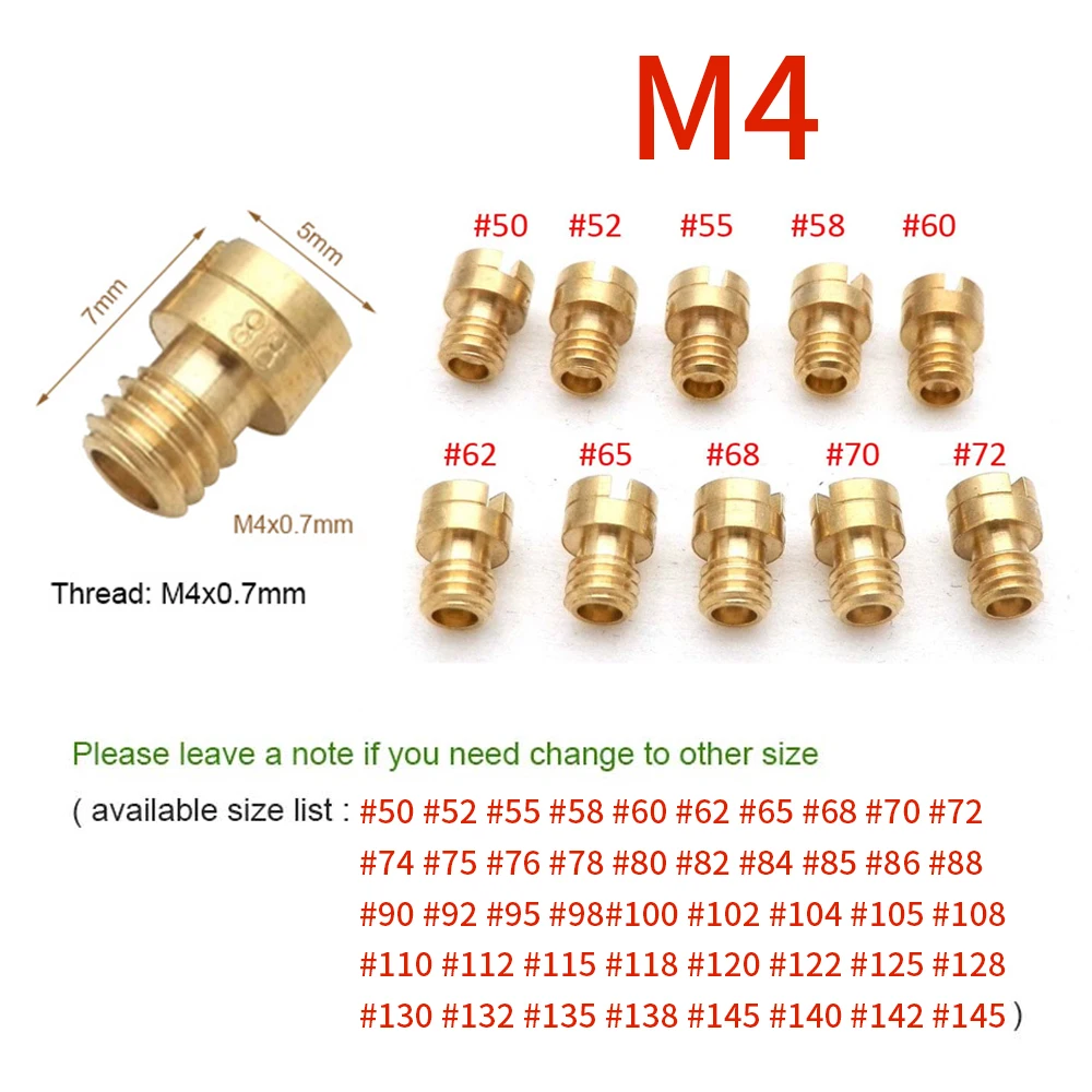 مجموعة من 15 فوهة 4 مم لفوهات المكربن 40-85 Dellorto Bing Carburettor الرئيسية Jet GY6 فوهات المكربن #6