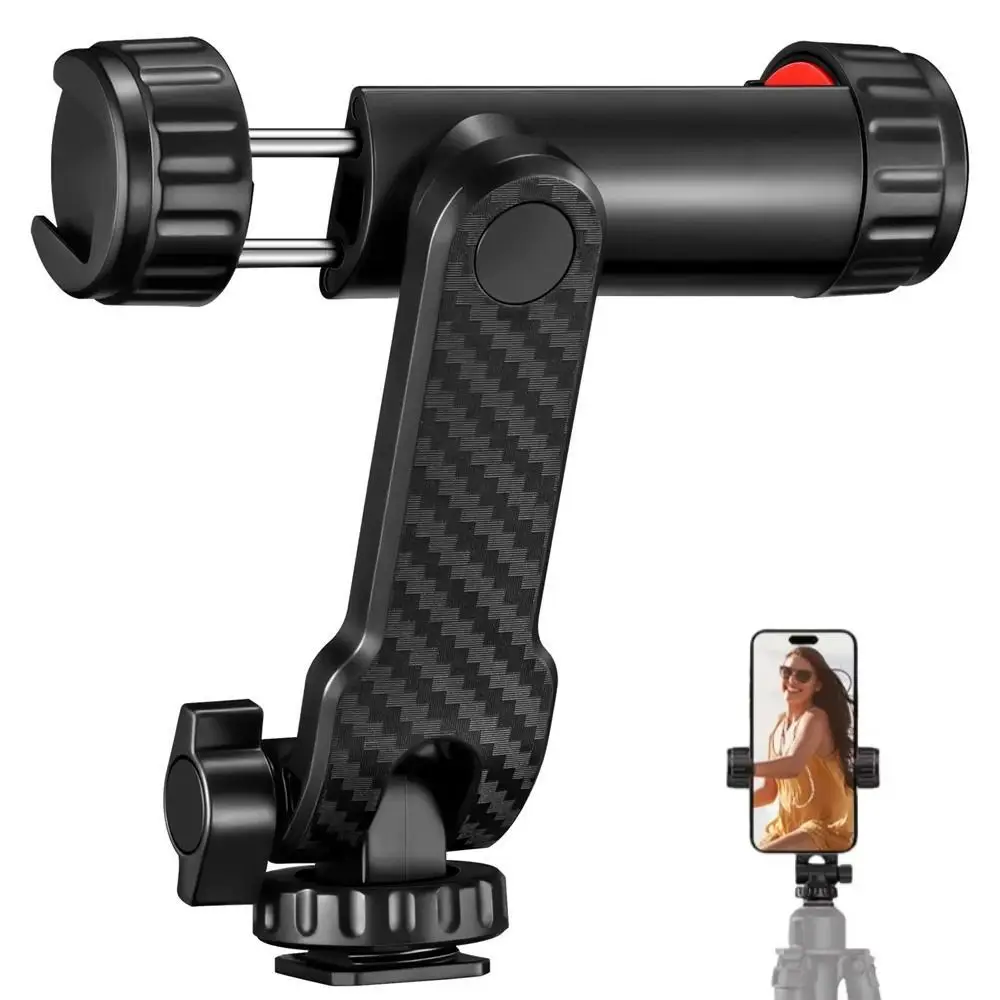 

360° Rotatable Phone Tripod Mount Universal with Dual Cold Shoe Mobile Phone Holder Vertical Arm Adjustable Phone Stand