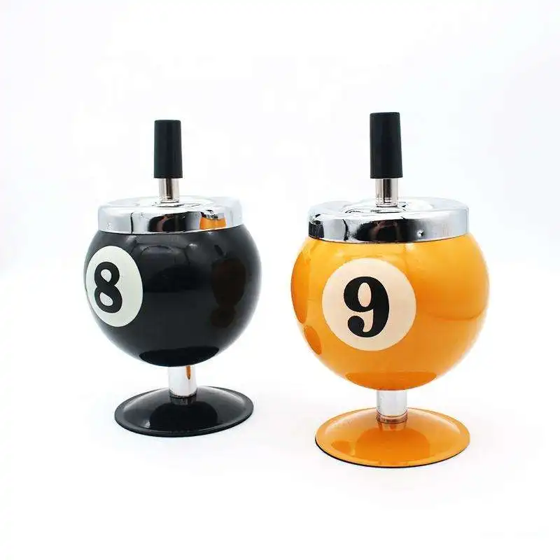 

Billiard Ball Novelty Shaped Ashtray No.9 Design Press-to-Open Lid With/Without Base Suitable for Club/Home/Bar Gaming Room