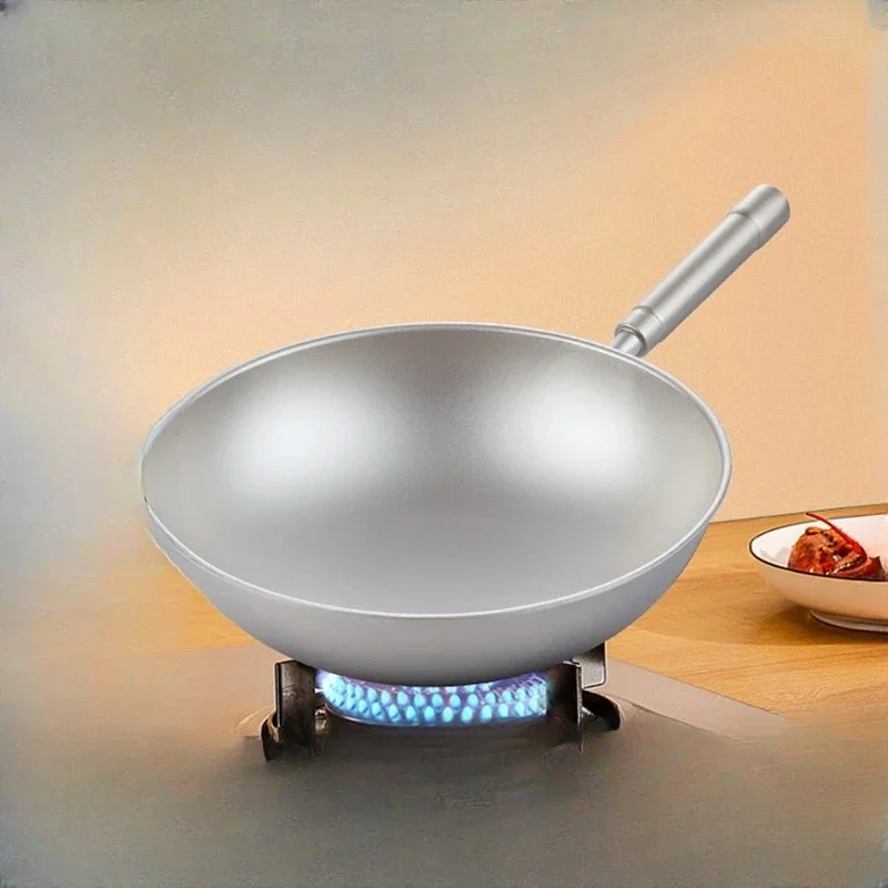 

Pure titanium, non-stick, uncoated, stir fry, household, round bottom, lightweight, gas stove