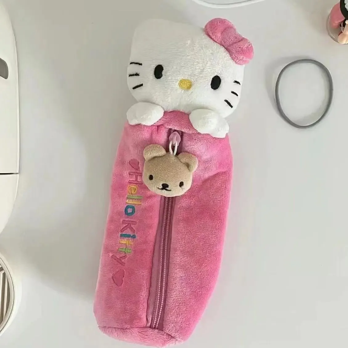 Kawaii Cartoon Pink Hello Kitty Pencil Bag Cute KT Cat Pencil Box Student School Stationery Supplies  Kids Gifts
