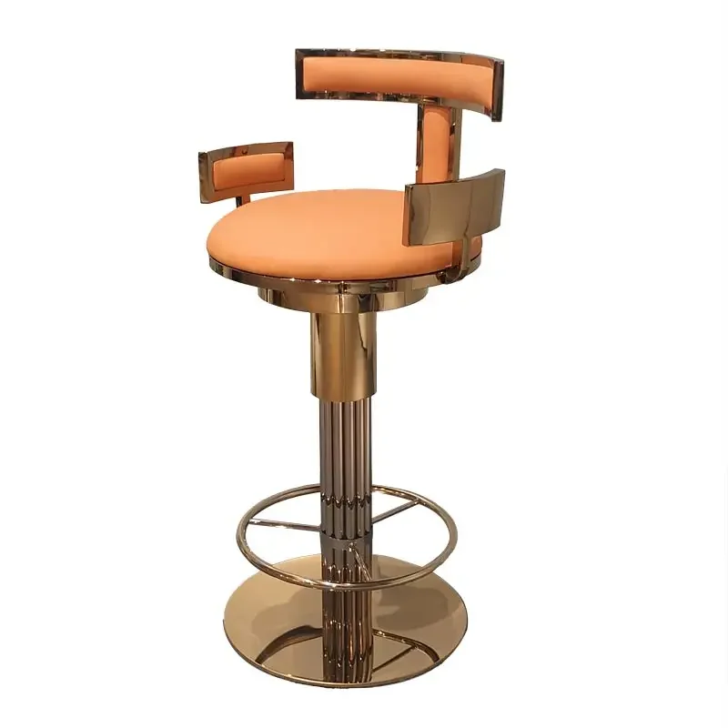 Ultra-qian Leather Mirror Stainless Steel Vacuum Plating Bar Chair