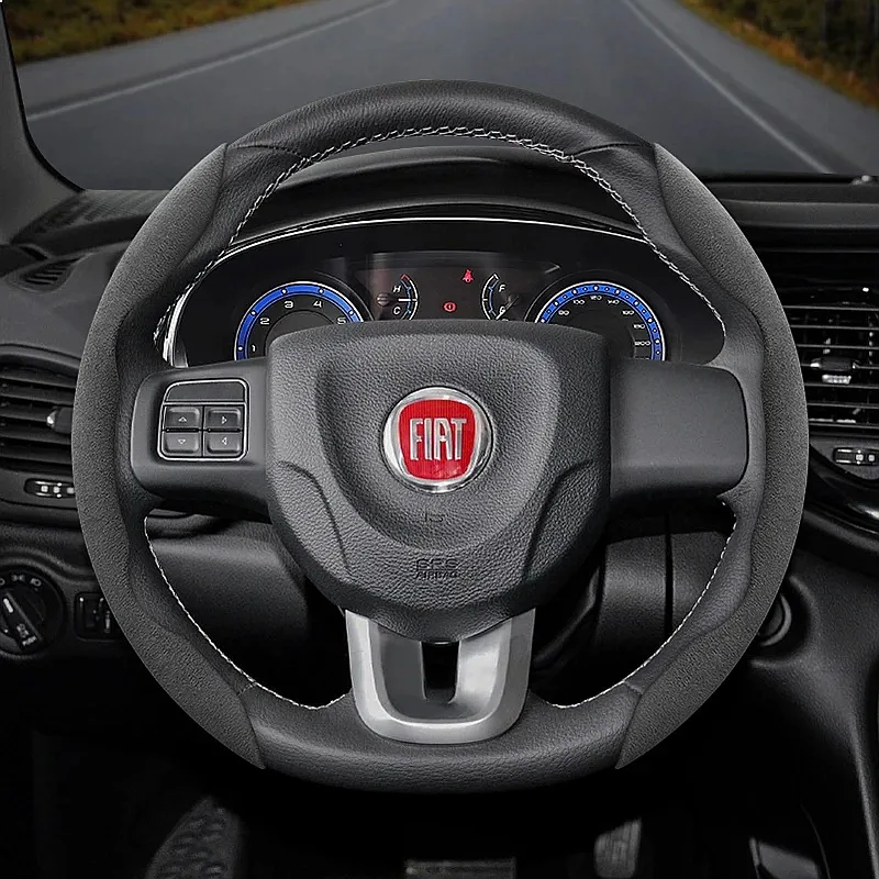 Suitable for Fiat Anti-Slip Buckle Segmented Suede Steering Wheel Cover Suitable for 500 Grande Punto Evo 169 Ducato Bravo Tipo