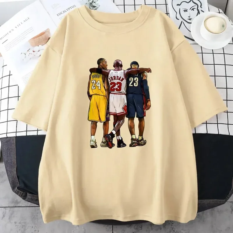 

2024 unique design basketball fan cotton T-shirt loose casual short sleepcases sensibility fashion suitable for Men'S Wear