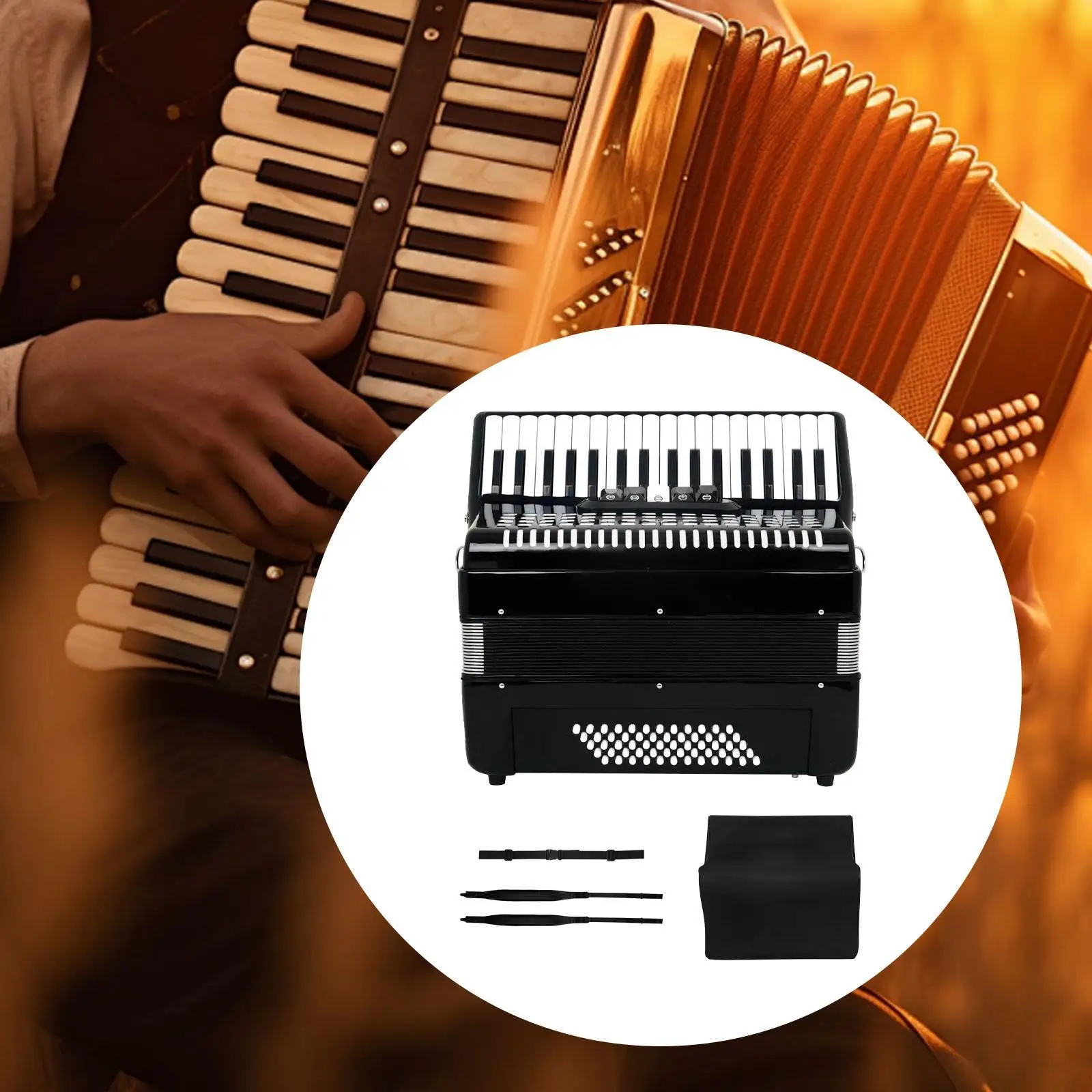 

34 Keys 60 Bass Piano Accordion with Straps and Gig Bag Professional Musical Instrument for Amateur Kids Beginners Children