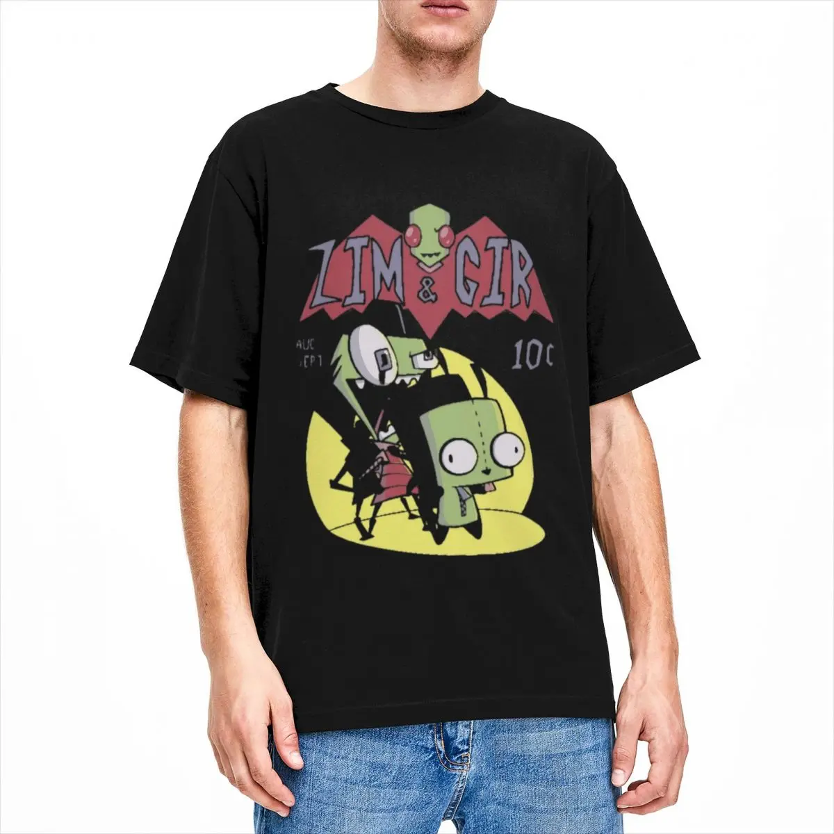 Invader Zim And Gir Accessories Shirts Men Women Kawaii Cute Fashion Pure Cotton T Shirt Crew Neck Short Sleeve Gift Clothing