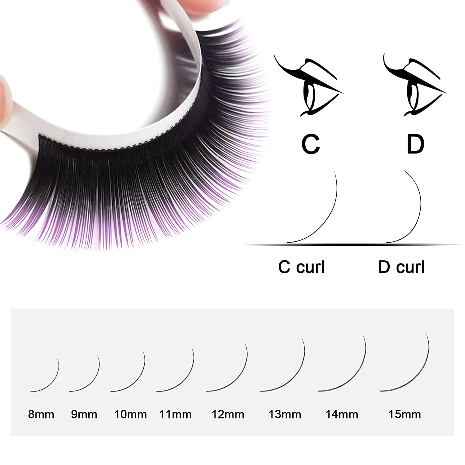 Comango-Ombre Colorido Lash Extension, preto, gradiente vermelho, rosa Individual, Premium Cílios Extensões, Volume Lash Extension