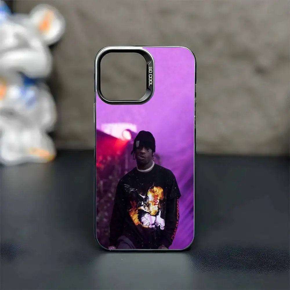 حافظة هاتف My EYEs T-Travis S-seott لهاتف iPhone17,16,15,14,13,12,11 Plus، Pro Max غطاء أسود غير لامع مقاوم للصدمات