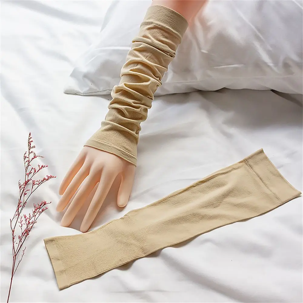 Guanti per la protezione solare con maniche finte antiscivolo Unisex manicotto in seta di ghiaccio protezione solare UV manicotti del braccio