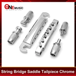 A Set Chrome String Bridge Saddle Tune-O-Matic Bridge Tailpiece for GB LP Style Electric Guitar Parts Accessories