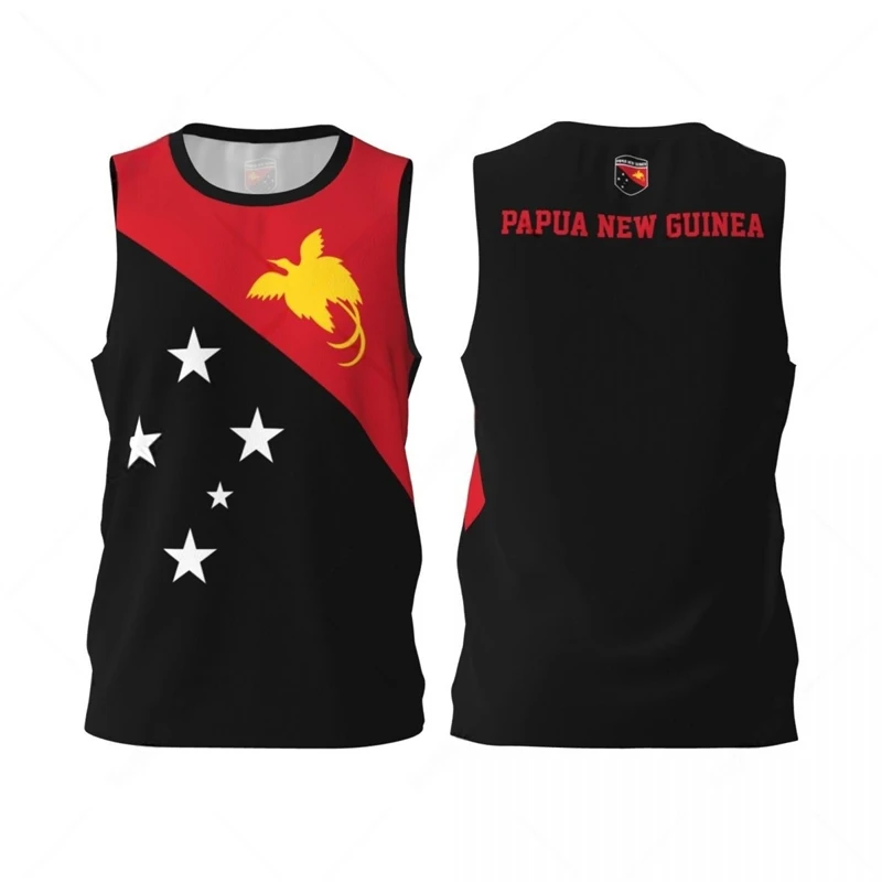 Papua New Guinea Flag Basketball Tank Tops Summer Fashion National Emblem 3D Printed Sleeveless T Shirts Loose Quick Dry Vest