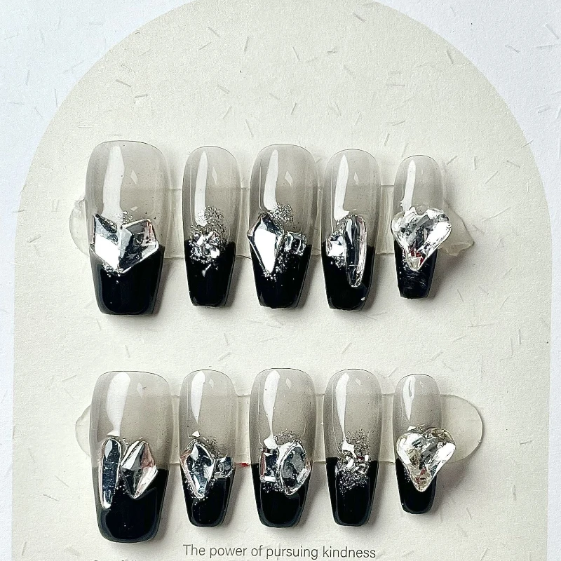 

Pure handmade phototherapy wearing nail art cool black babes nail reuse patch