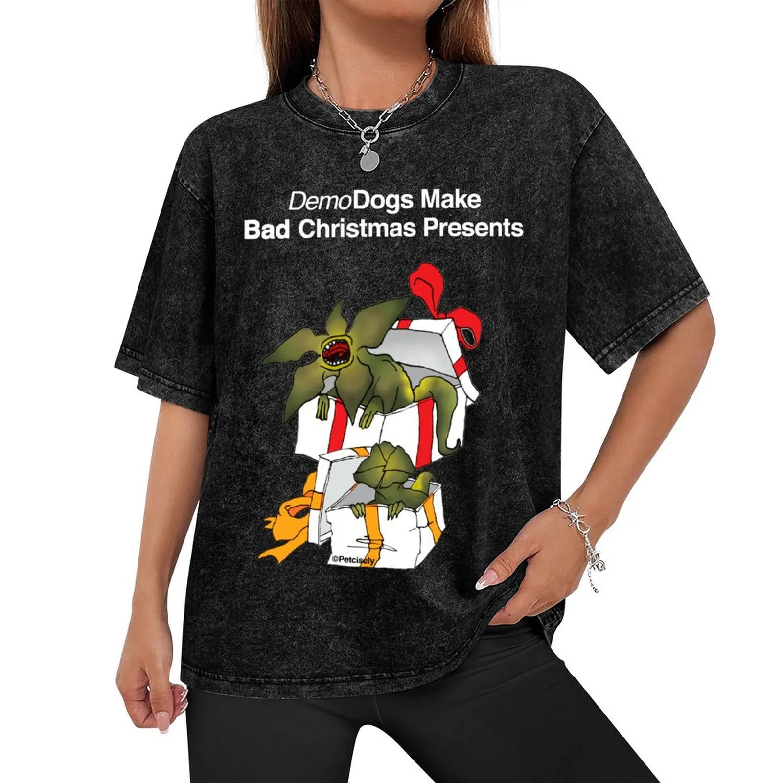 Demo dogs make bad christmas present T-Shirt korean fashion baggy shirts compression shirt men