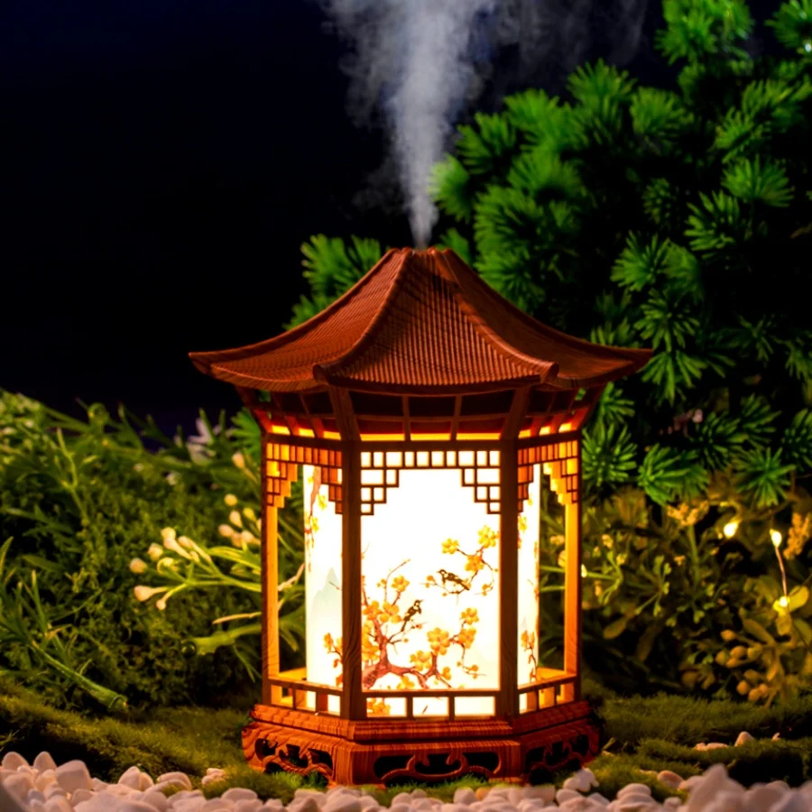 New small pavilion humidifier night light home Chinese style, home office humidifier USB portable water supplement car image 5