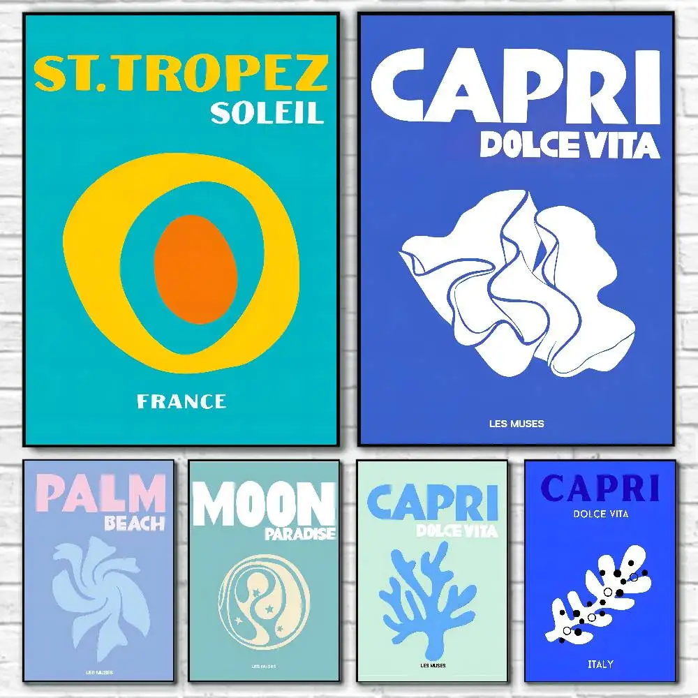 Póster de Ibiza, Mykonos, Tulum, Toscana, Atenas, Madrid, pegatina artística impermeable para decoración de habitación vintage, regalo con impresión de alta calidad