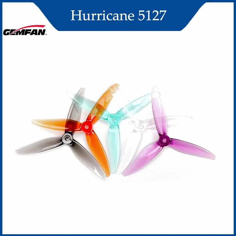 Gemfan Hurricane 5127 5.1X2.7X3 3-łopatowe śmigło PC do dronów FPV Freestyle 5-calowych, części RC DIY, 2 pary